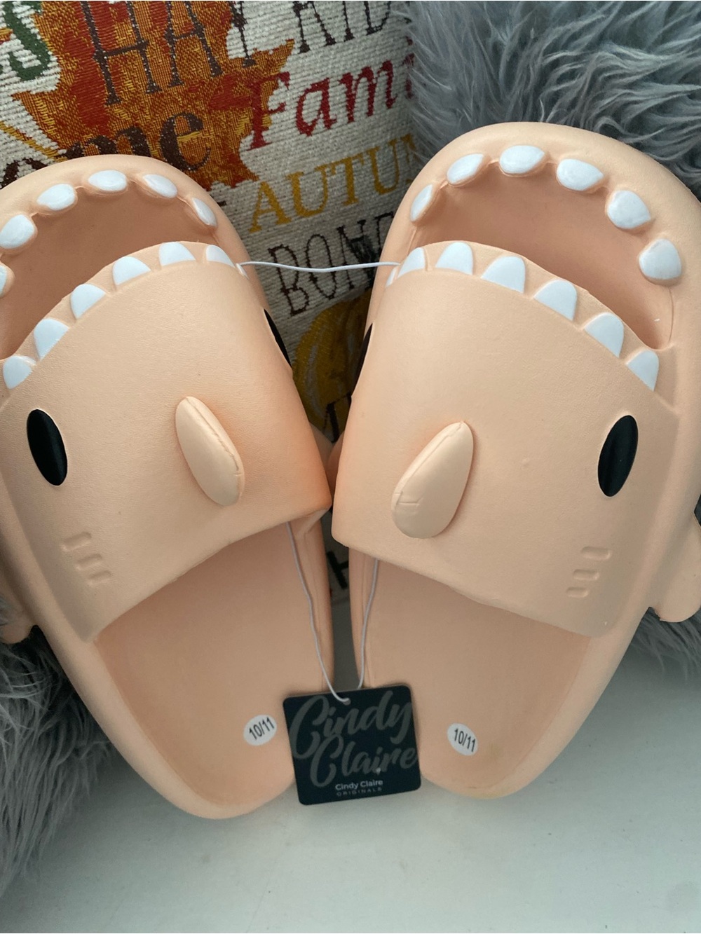 Peach Shark Slide Mules for Women